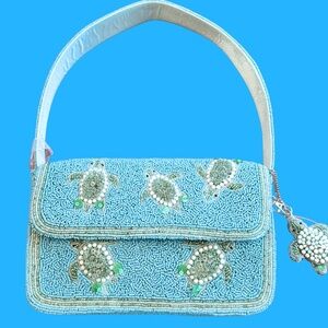 Turtle Beaded Bag Blue New Release NWT Beaded Purse
